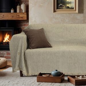 Ριχτάρια Σενίλ 2τεμ Lino Home - Velora Εκρού - Για Μονοθέσιο & Διθέσιο Καναπέ