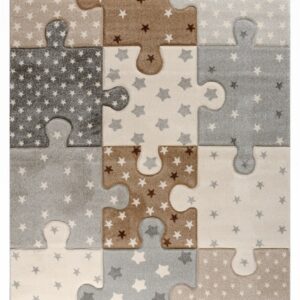 Παιδικό Χαλί Diamond ΠΑΖΛ ΜΠΕΖ - ΓΚΡΙ - Σε 2 Διαστάσεις