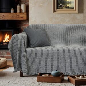 Ριχτάρια Σενίλ 2τεμ Lino Home - Velora Grey - Για Μονοθέσιο & Διθέσιο Καναπέ